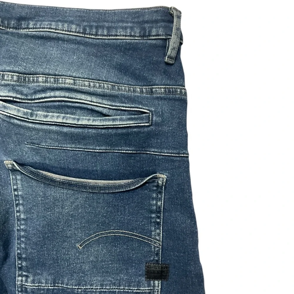 G-Star Raw‎ D-Staq 3D Slim Jeans Mens 32 Medium Wash Blue Tapered Denim D05385